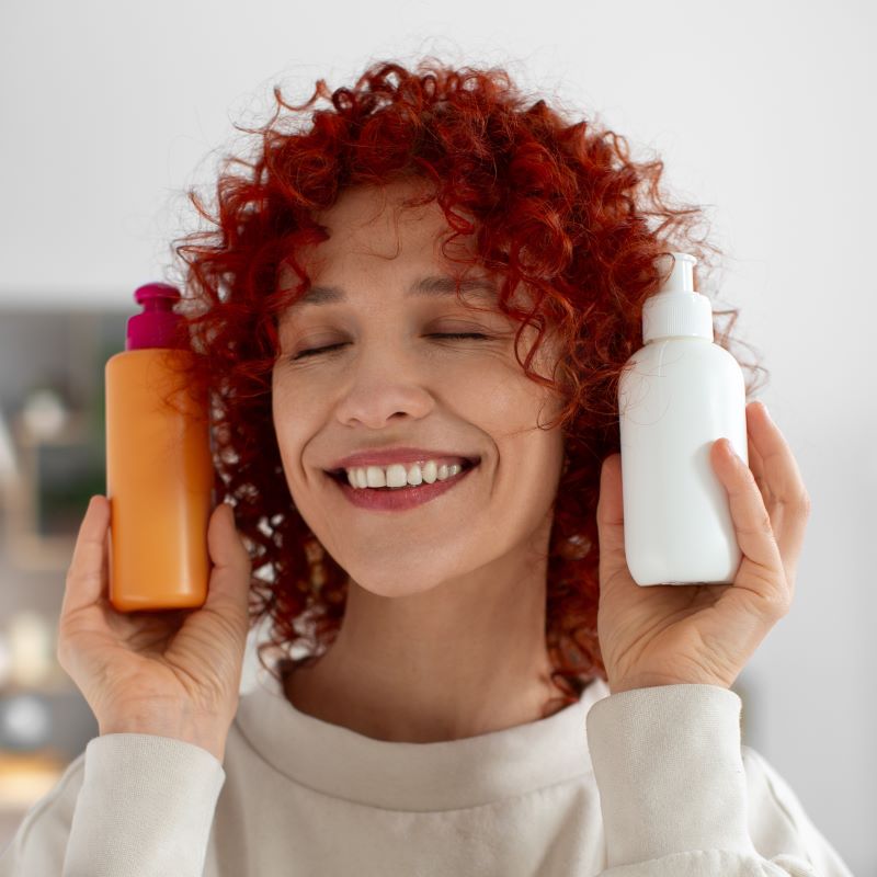 A woman shows new products for sale