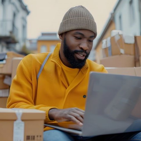 A young man conducts a stock check