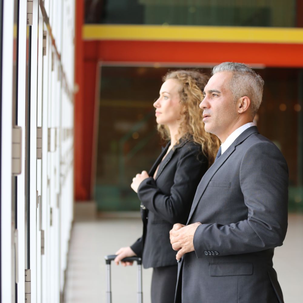 Two international business travellers