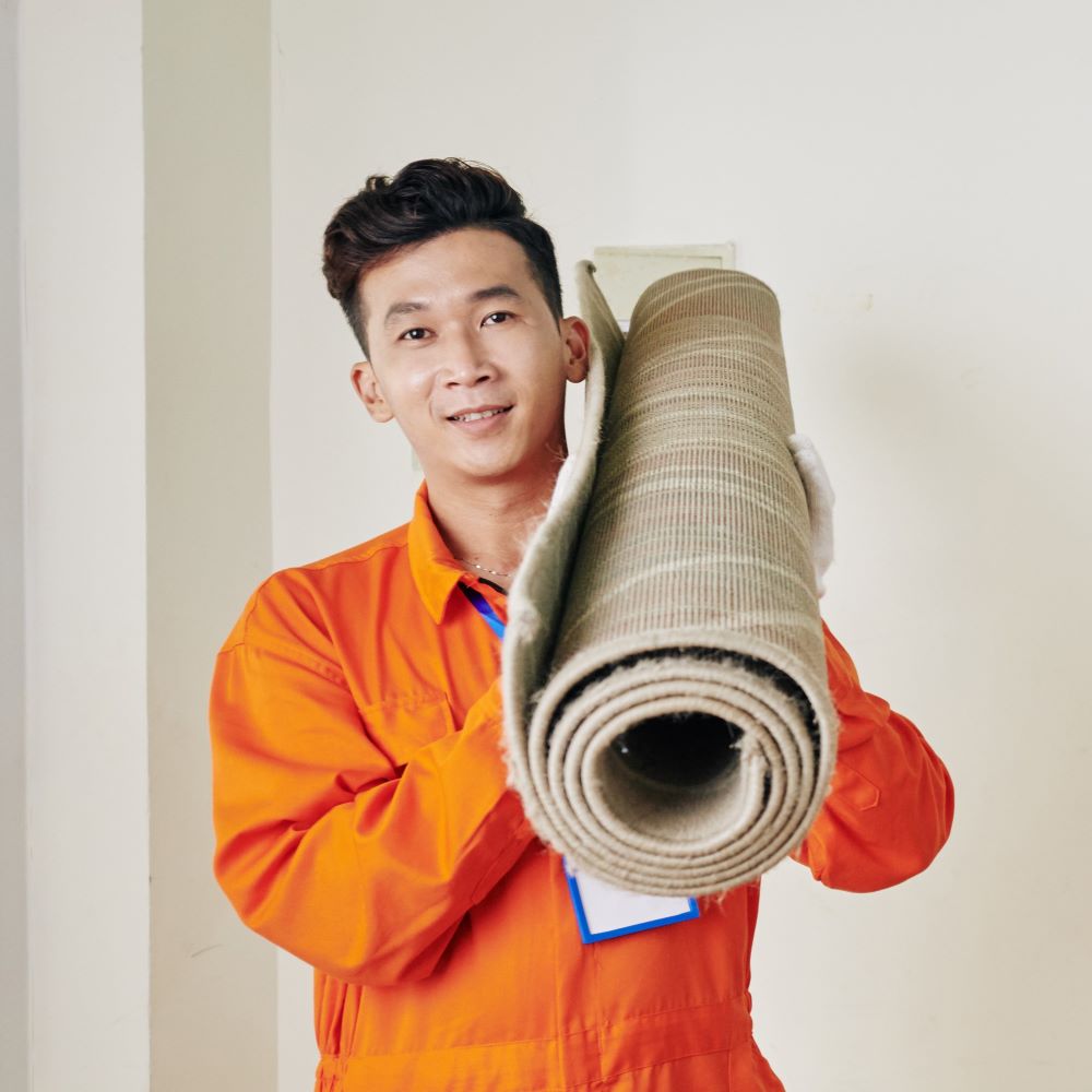 A man works on an office refurbishment project