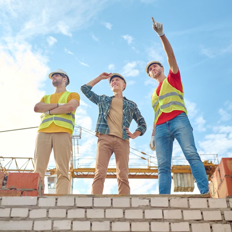 A construction site with building workers